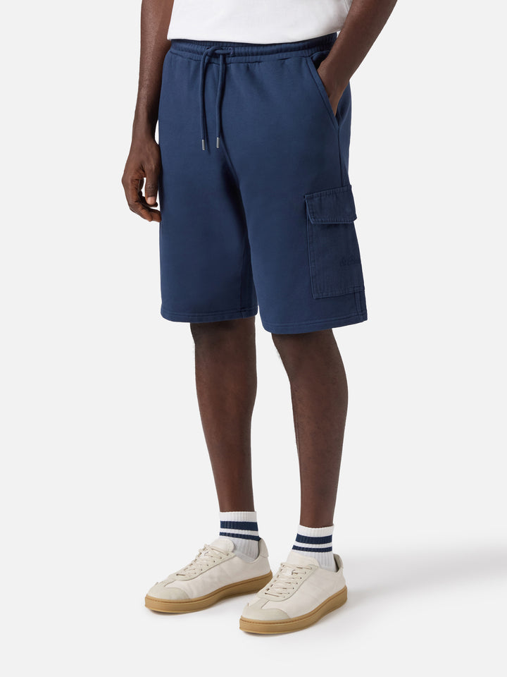 Argo navy blue fleece bermuda shorts with cargo pocket