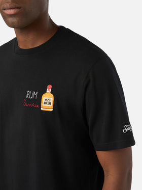 T-shirt Arnott nera in cotone con ricamo Rum Service
