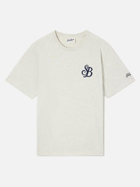 T-shirt Arnott grigia in cotone organico con ricamo monogramma SB Legacy