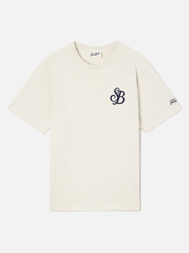 Grey Arnott organic cotton t-shirt with SB Legacy monogram embroidery