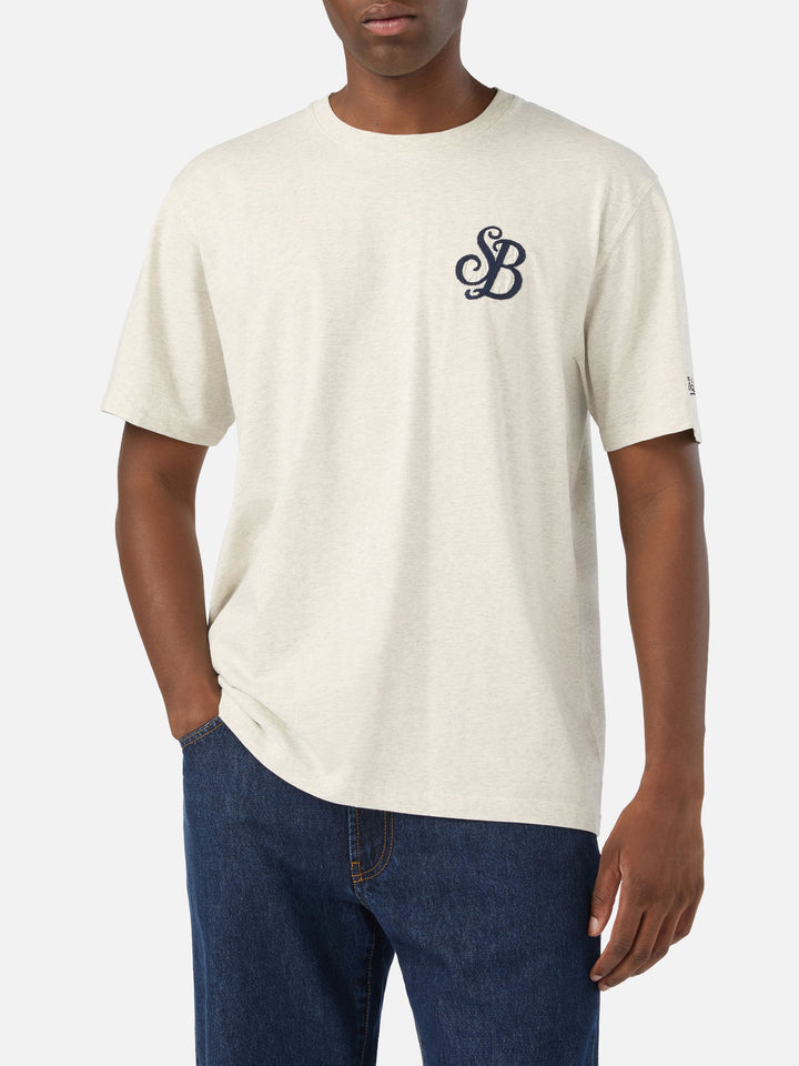 Grey Arnott organic cotton t-shirt with SB Legacy monogram embroidery