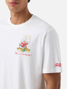 T-shirt Arnott blanc avec imprimé Scrooge McDuck et lettrage Felici e Contanti 