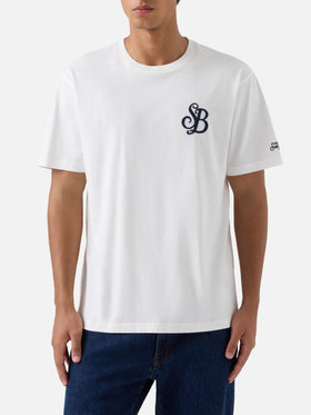 Off white Arnott organic cotton t-shirt with SB Legacy monogram embroidery