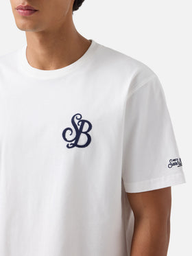 Off white Arnott organic cotton t-shirt with SB Legacy monogram embroidery
