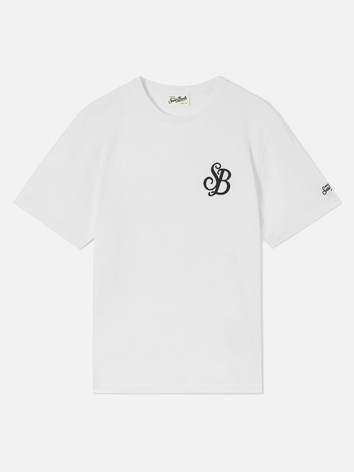 T-shirt Arnott blanc avec broderie monogramme SB 