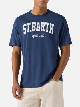 T-shirt Arnott in cotone blu con stampa St. Barth Sport Club