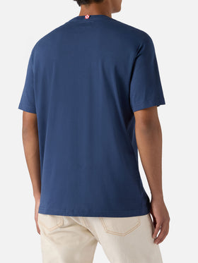 T-shirt Arnott in cotone blu con stampa St. Barth Sport Club