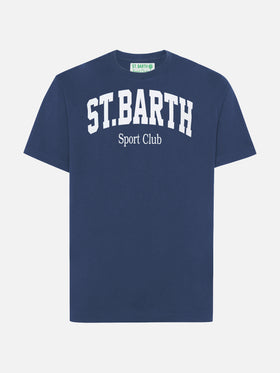 T-shirt Arnott in cotone blu con stampa St. Barth Sport Club