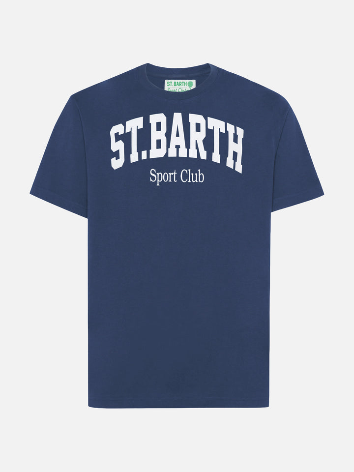 T-shirt Arnott in cotone blu con stampa St. Barth Sport Club