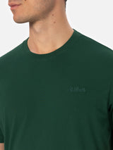 Man British green heavy cotton t-shirt Arnott with St. Barth embroidery