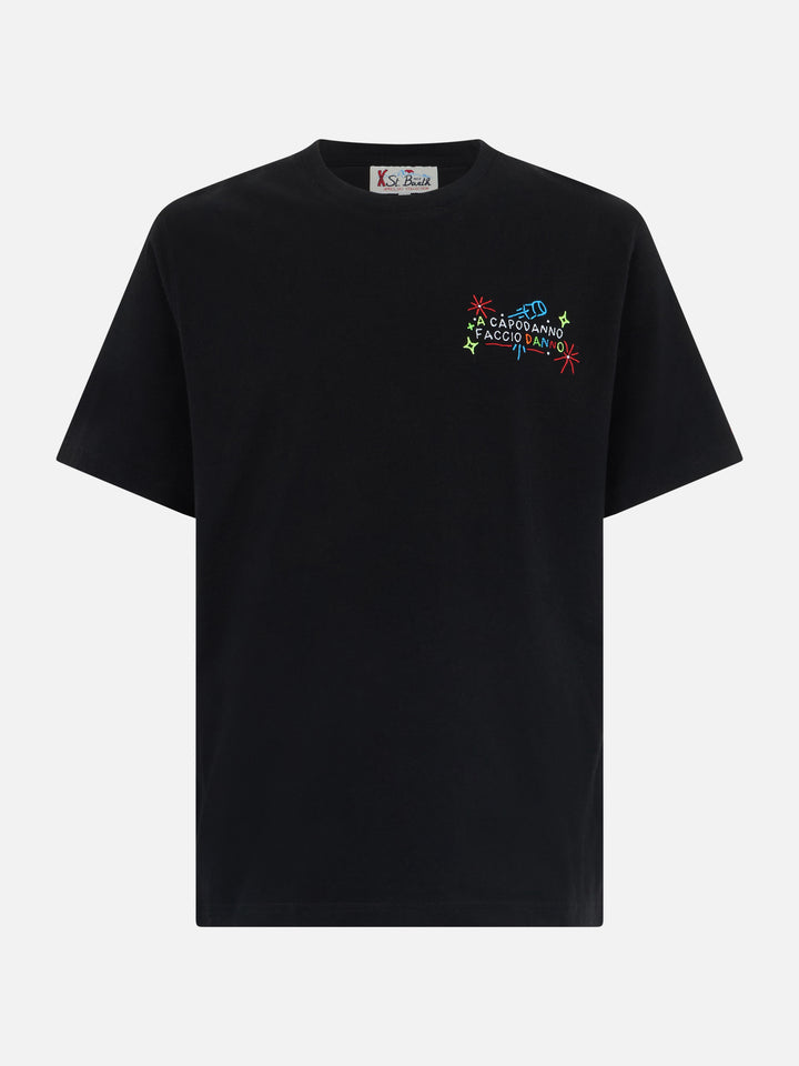 Man heavy cotton t-shirt Arnott with a Capodanno faccio danno embroidery | INSULTI LUMINOSI SPECIAL EDITION - MC2 Saint Barth