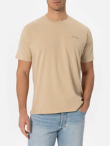 T-shirt da uomo beige in cotone pesante Arnott con ricamo St. Barth