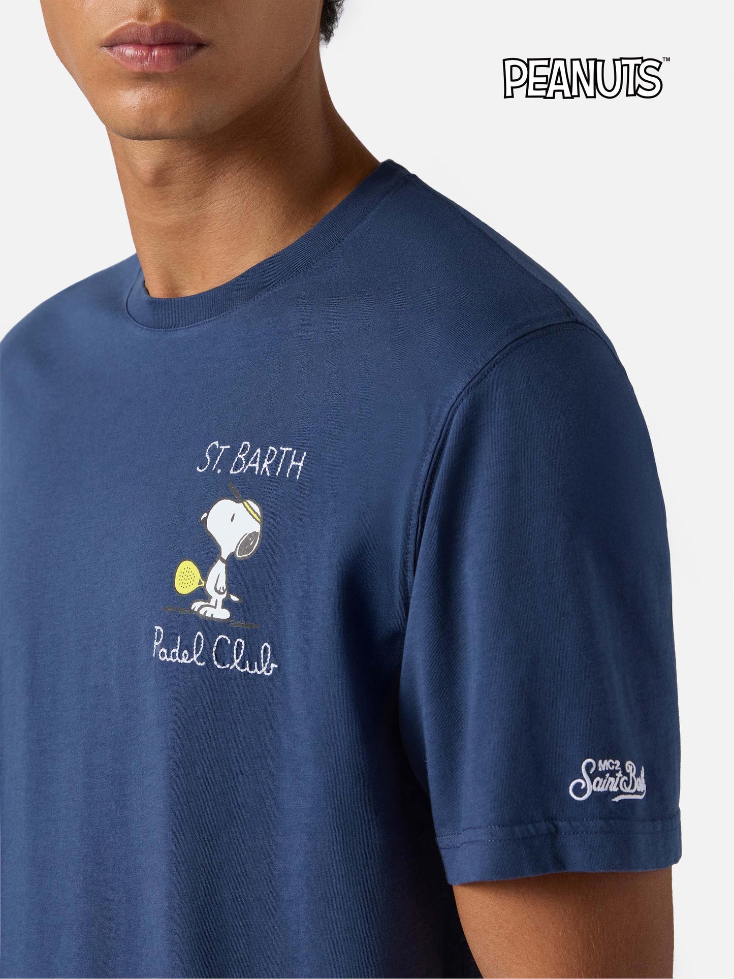 T-shirt Arnott in cotone blu con ricamo Snoopy Padel Club | PEANUTS SPECIAL EDITION