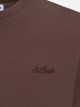 Man brown heavy cotton t-shirt Arnott with St. Barth embroidery