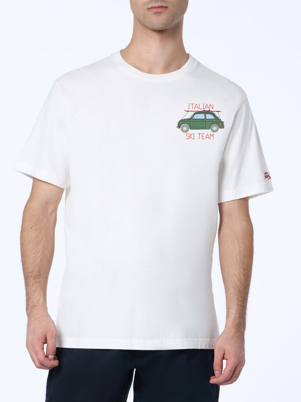 Man heavy cotton t-shirt Arnott with  Italian Ski Team  embroidery | FIAT 500 SPECIAL EDITION