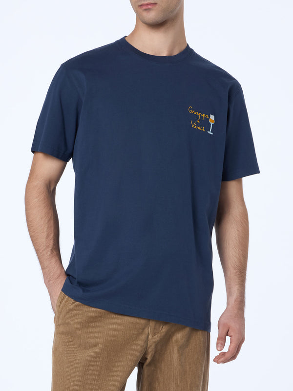 Man heavy cotton t-shirt Arnott with Grappa e vinci embroidery