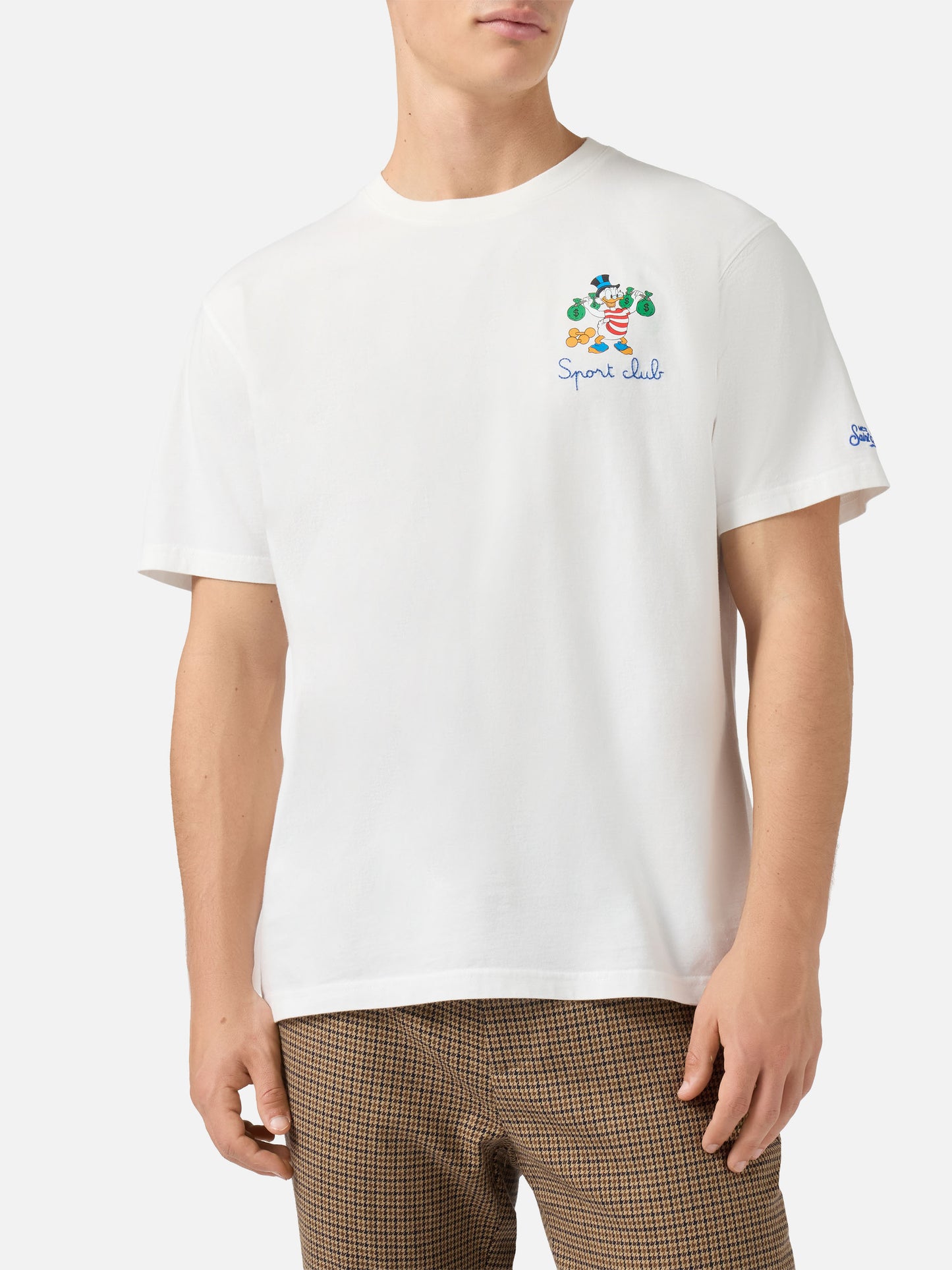 Arnott cotton T-shirt in white with Scrooge McDuck Sport Club embroidery | DISNEY SPECIAL EDITION