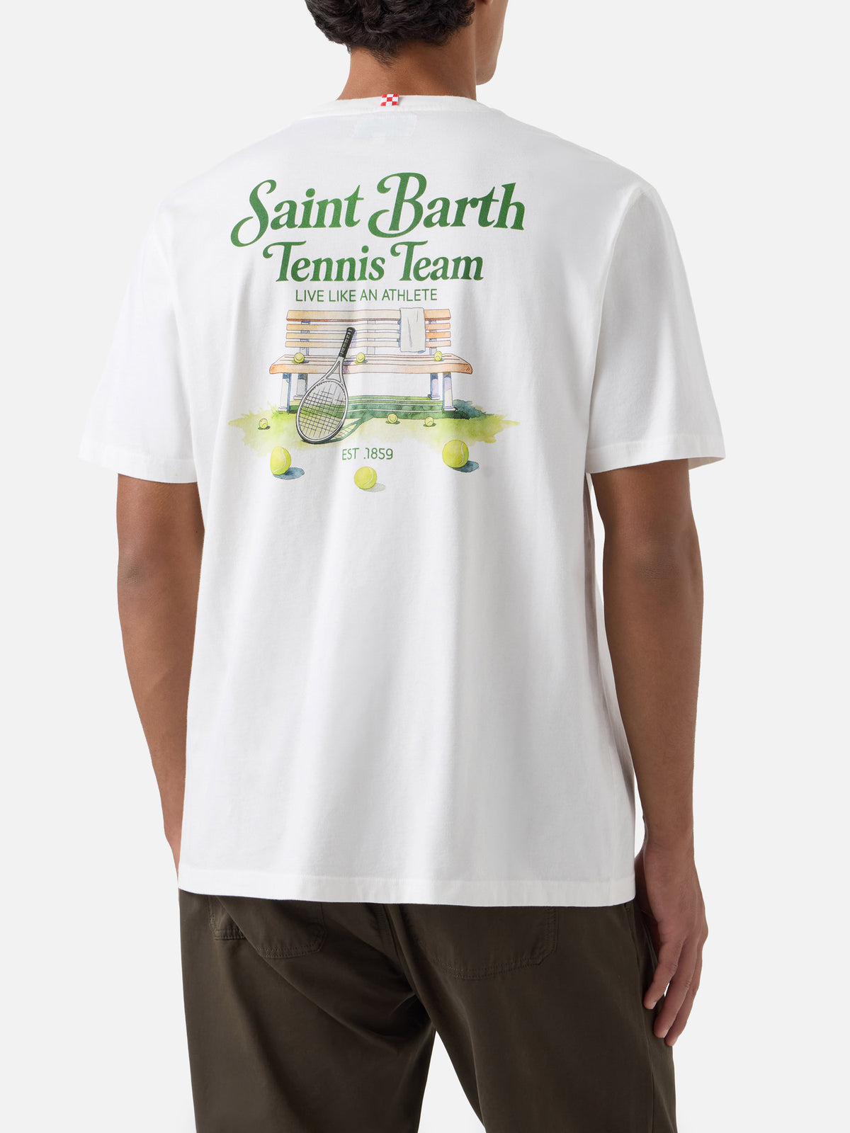 Off white Arnott organic cotton t-shirt with Tennis Team print