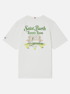 Off white Arnott organic cotton t-shirt with Tennis Team print