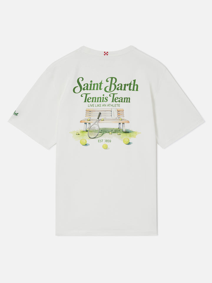 T-shirt Arnott off white in cotone organico con stampa Tennis Team