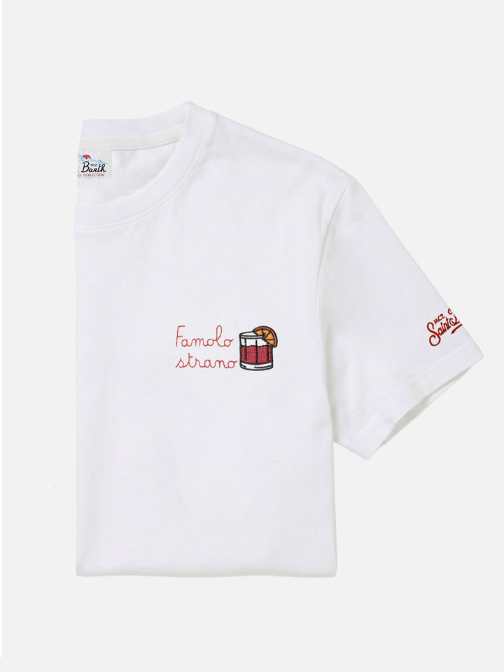 T-shirt en coton Arnott blanc avec broderie Famolo Strano 