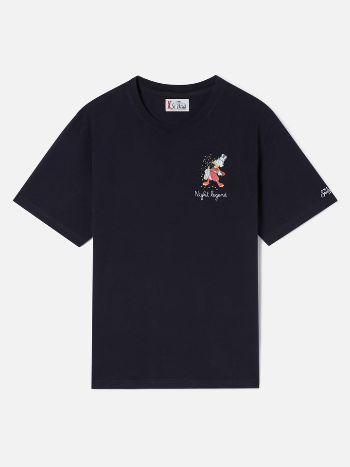 Marineblaues T-Shirt aus Bio-Baumwolle blue Arnott mit Night Pigiama-Stickerei | Special edition 