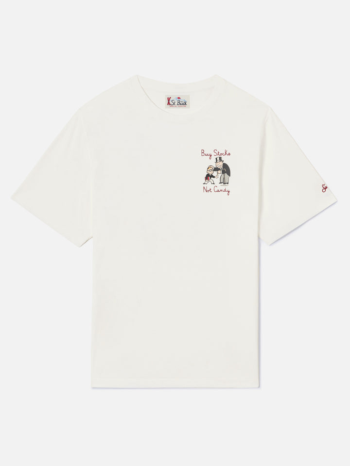 Off-White T-Shirt aus Arnott Baumwolle mit Stickerei Buy Stocks Not Toys | Special edition 