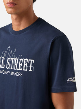 T-shirt en coton Arnott bleu marine blue avec imprimé Wall Street | Special edition 