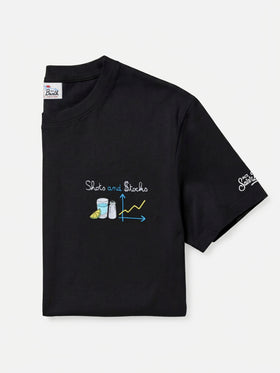 Arnott T-Shirt in Schwarz mit Shots and $tocks-Stickerei 