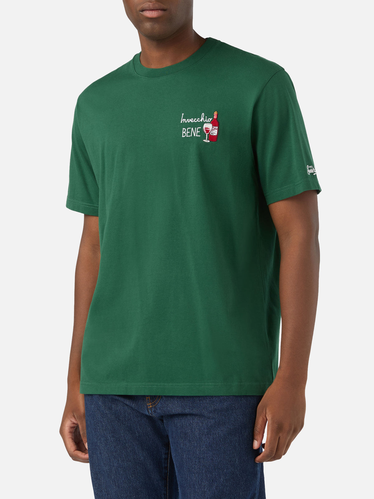 T-shirt en coton vert Arnott avec broderie Invecchio Bene 