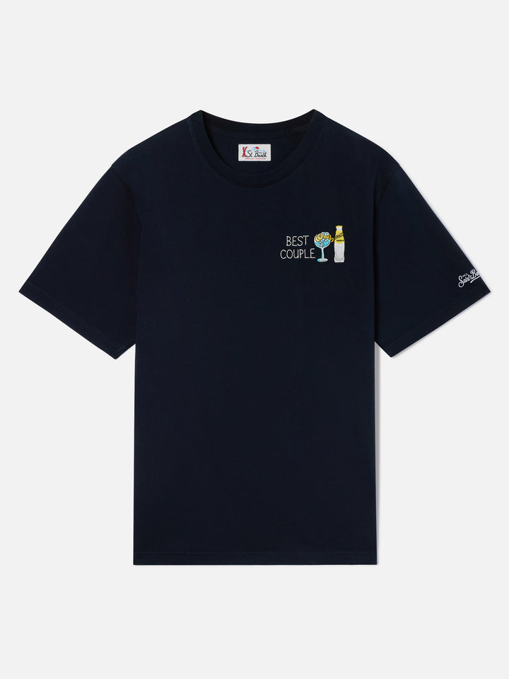 T-shirt Arnott blu navy in cotone con ricamo I Only Need Gin | Special edition
