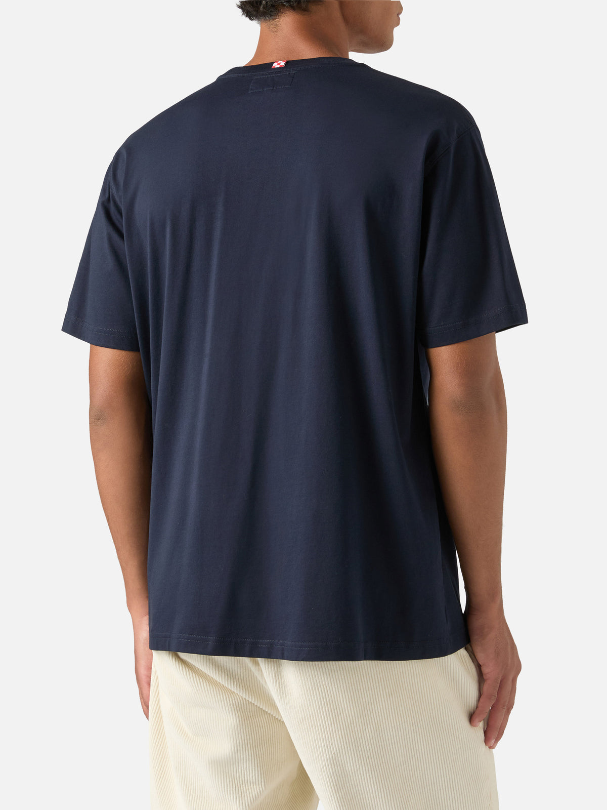 Navy blue Arnott cotton t-shirt with It's Spritz O'Clock embroidery