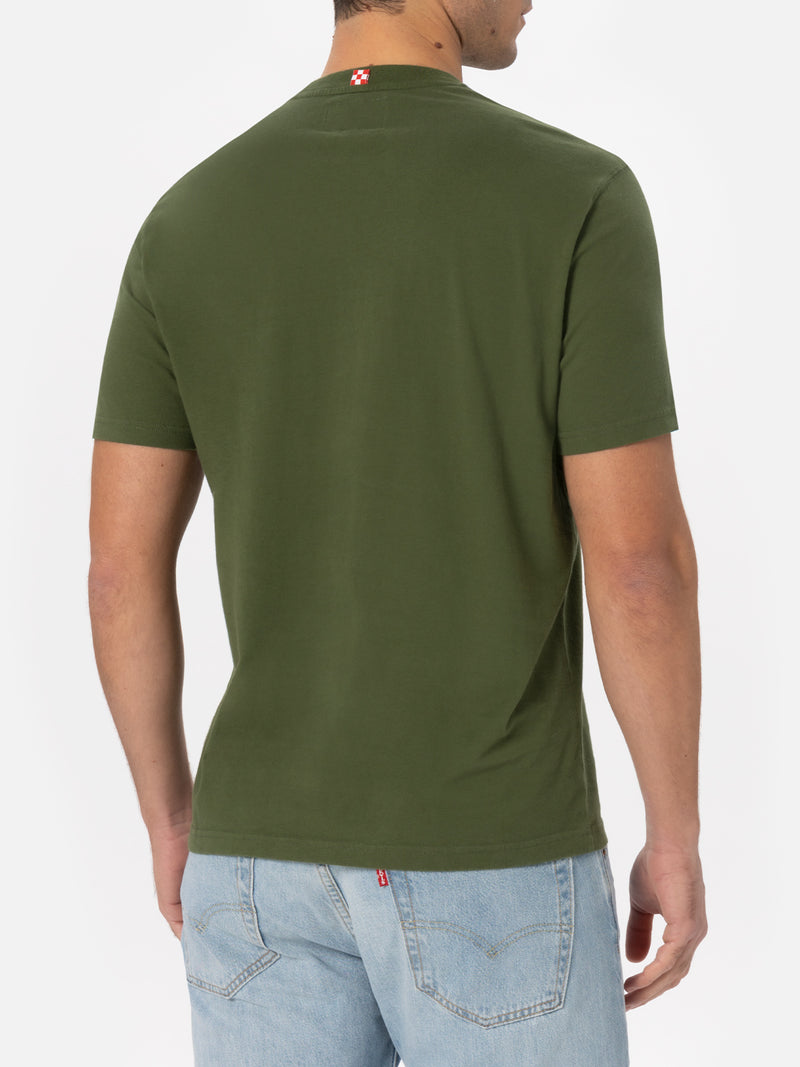 Man military green t-shirt Arnott with St. Barth embroidery