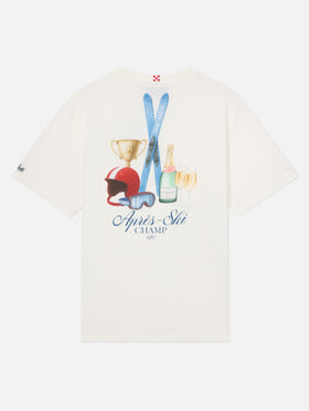 White Arnott Warm cotton t-shirt with back Après Ski Champ print