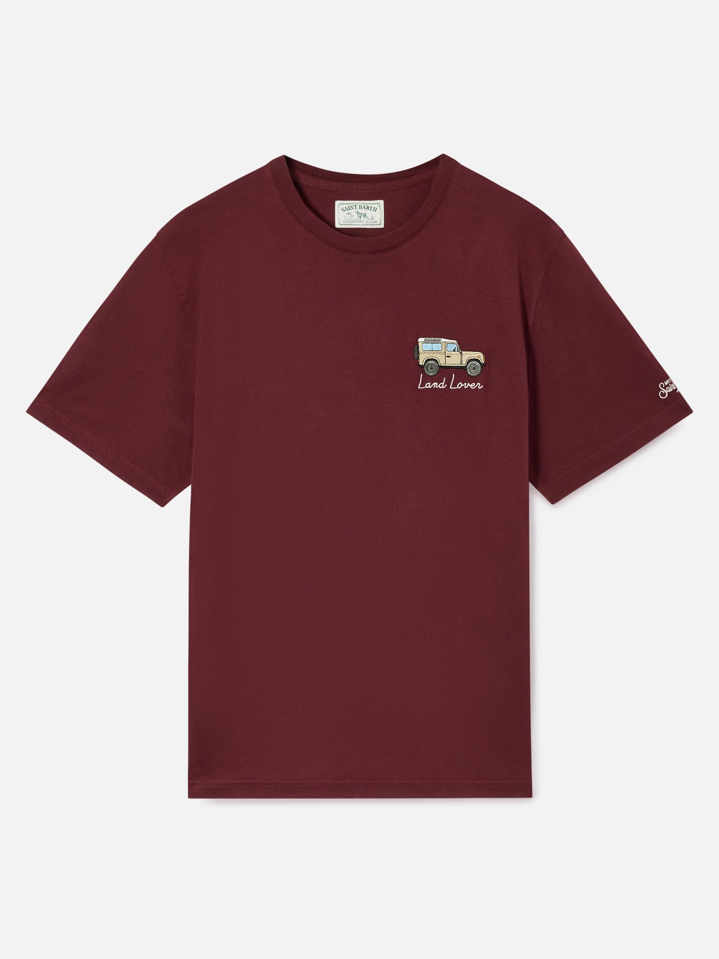 Arnott Warm t-shirt in burgundy with Land Lover embroidery