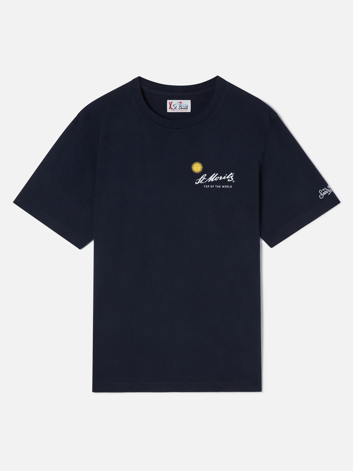 Navy blue Arnott Warm cotton t-shirt with back St. Moritz print | Special edition