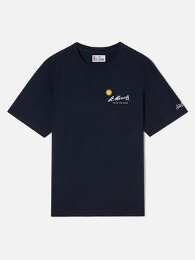 Navy blue Arnott Warm cotton t-shirt with back St. Moritz print | Special edition