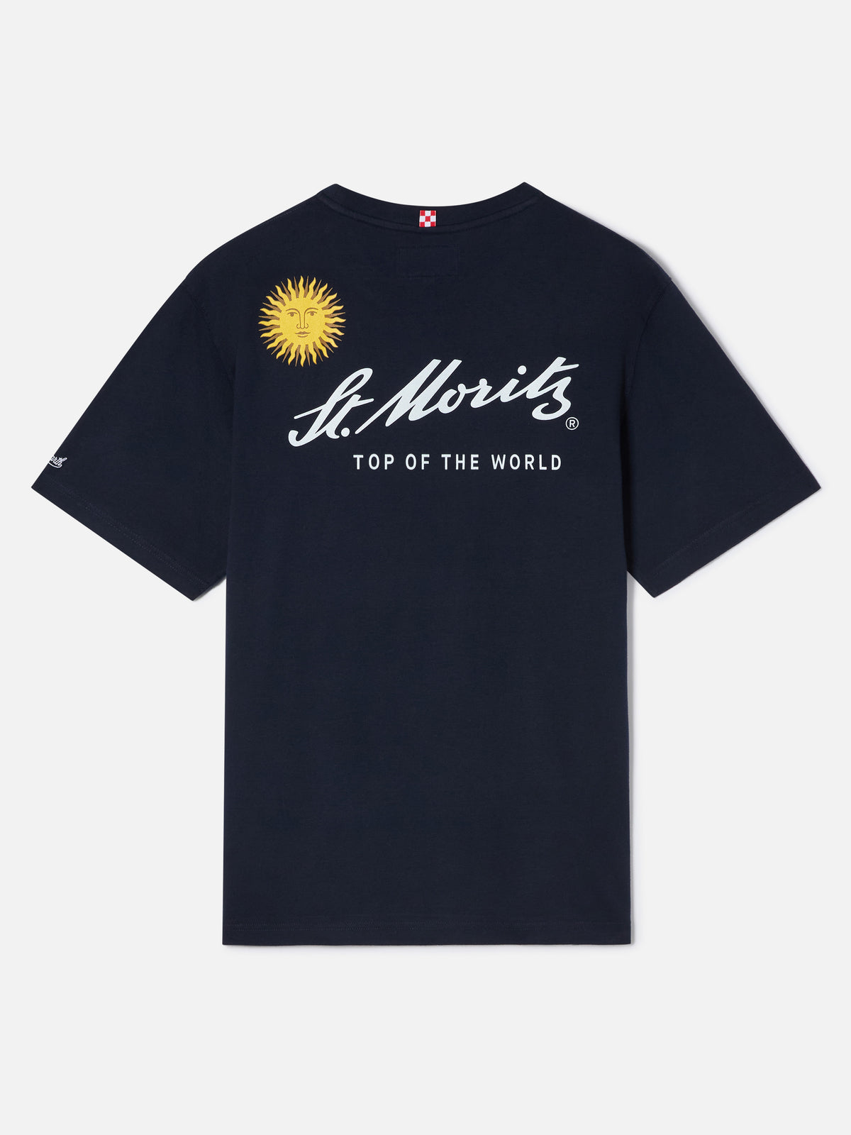 Navy blue Arnott Warm cotton t-shirt with back St. Moritz print | Special edition