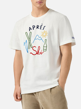 T-shirt Arnott Warm in cotone invernale bianco con ricamo Aprés Ski