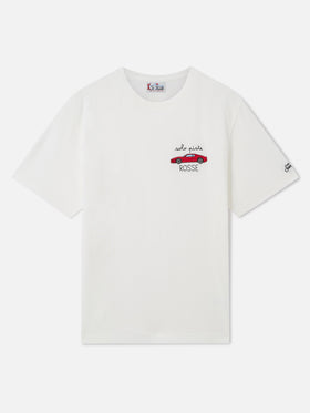 T-shirt à col rond Arnott blanc avec broderie Solo Piste Rosse 