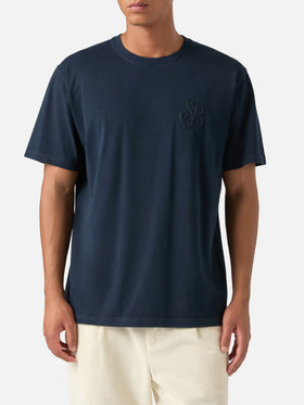 Navy blue Arnott cotton t-shirt with SB Legacy monogram