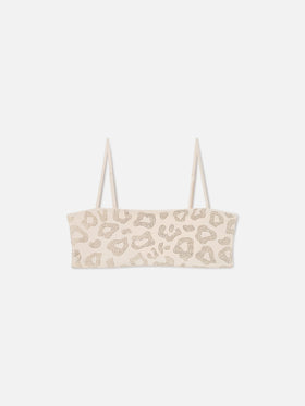 Haut de bikini bandeau Athena animalier avec strass 