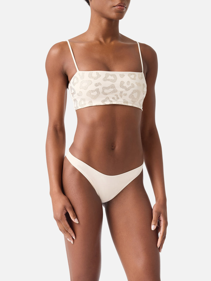 Athena Naomi Animalier-Bandeau-Bikini mit Strasssteinen 