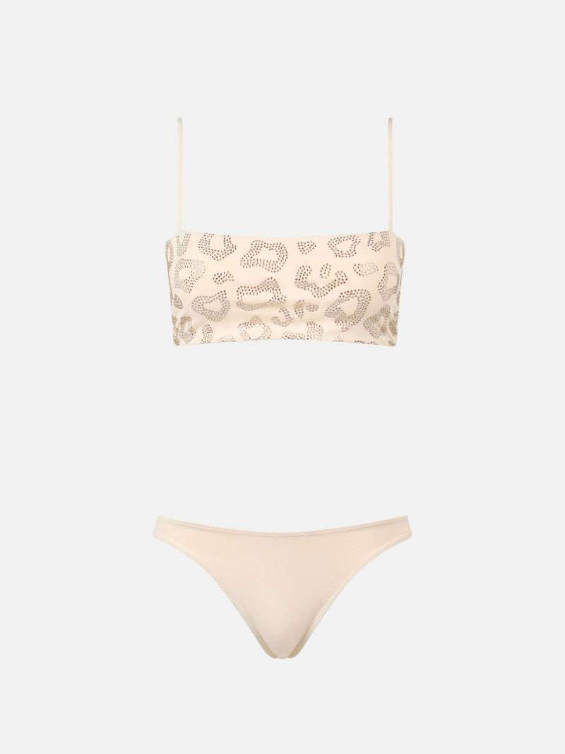 Bandeau-Bikini für Damen im Animalier-Stil Athena Naomi mit Strasssteinen