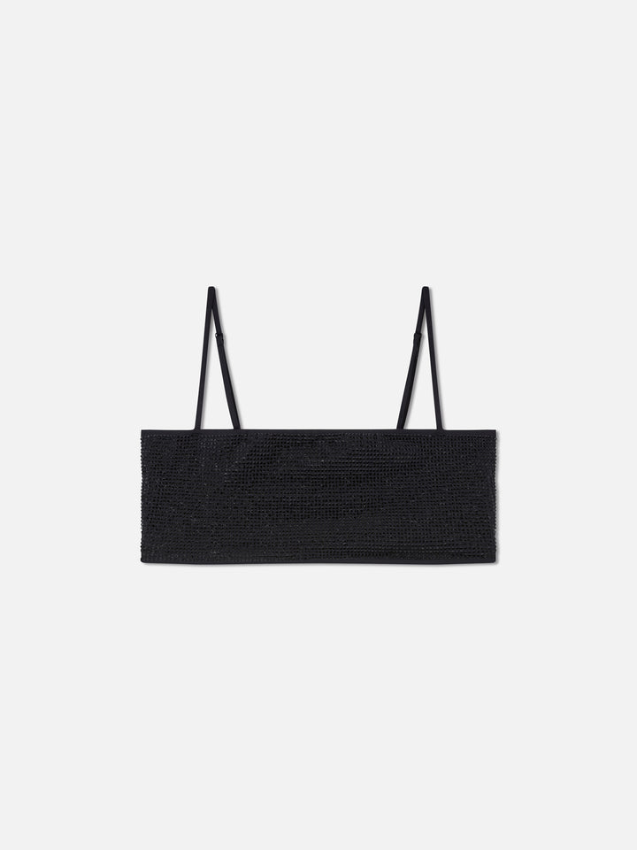Schwarzes Athena Bandeau-Bikinioberteil mit Strasssteinen 