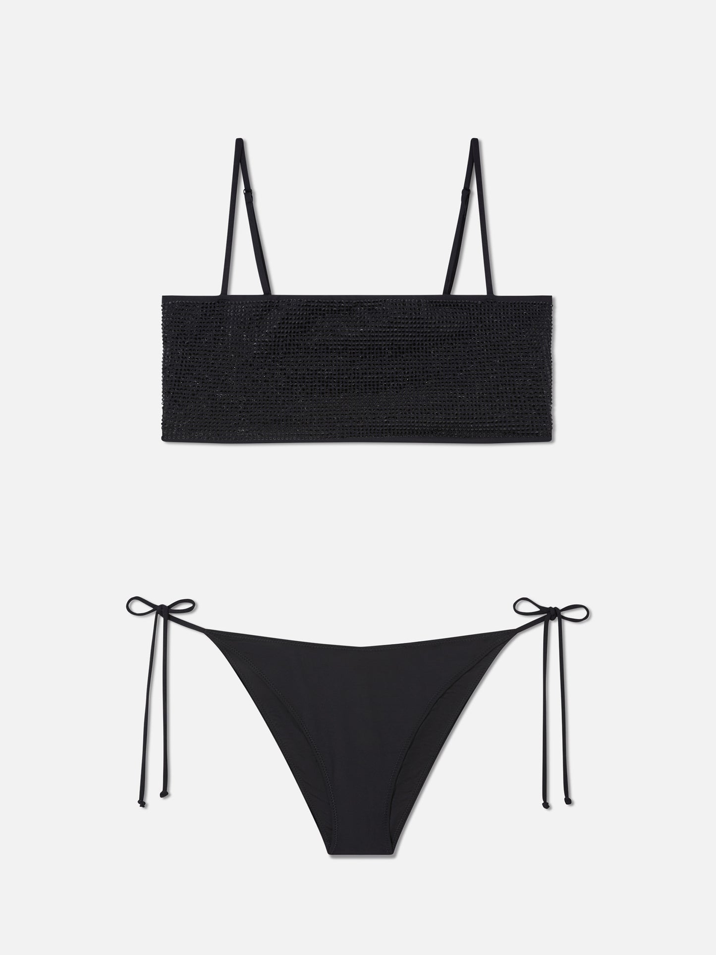Athena Virgo black bandeau bikini with rhinestones