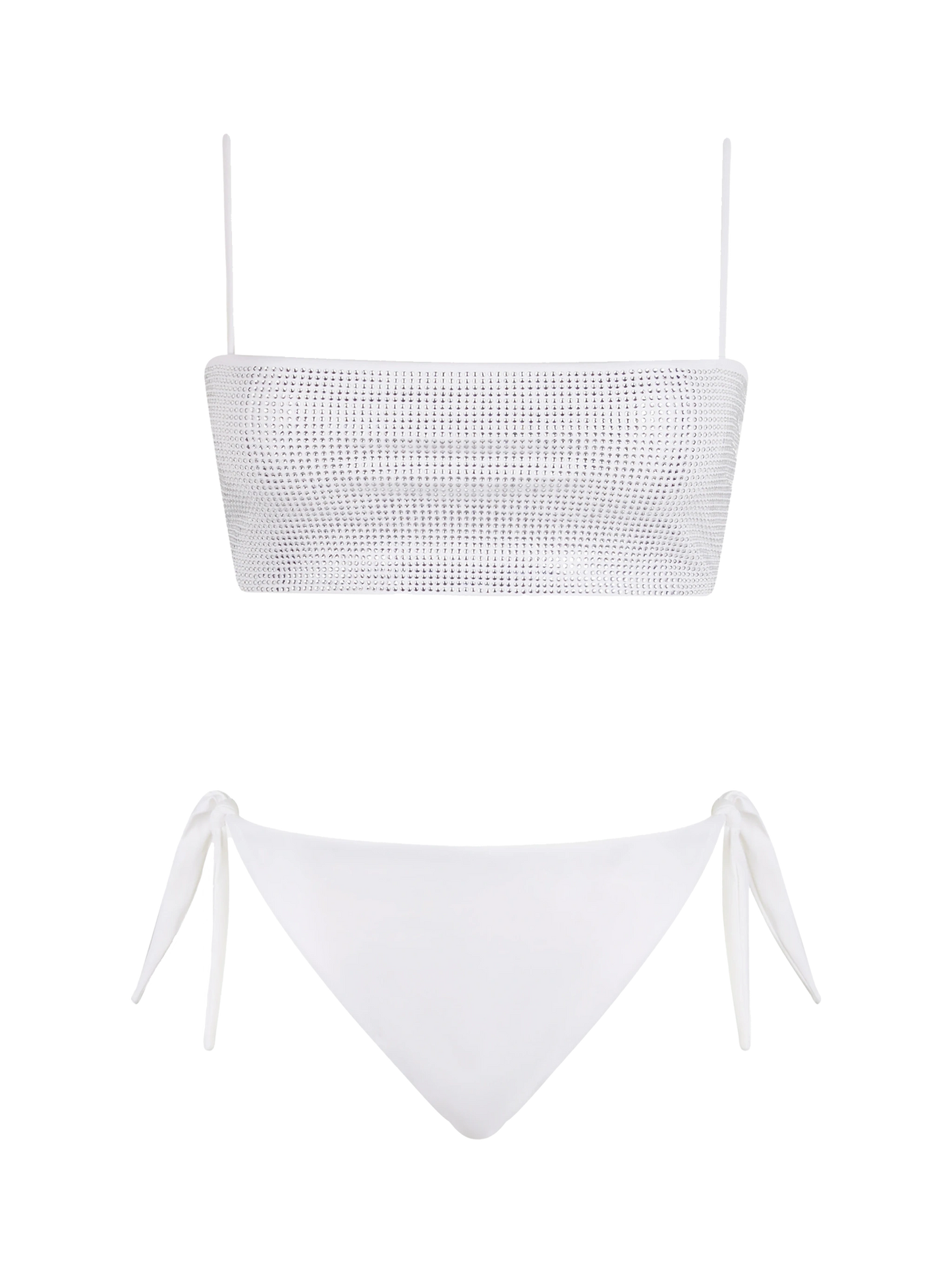 Bikini a fascia bianco da donna Athena Yali con strass