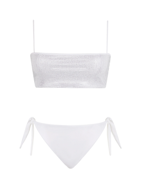 Bikini a fascia bianco da donna Athena Yali con strass