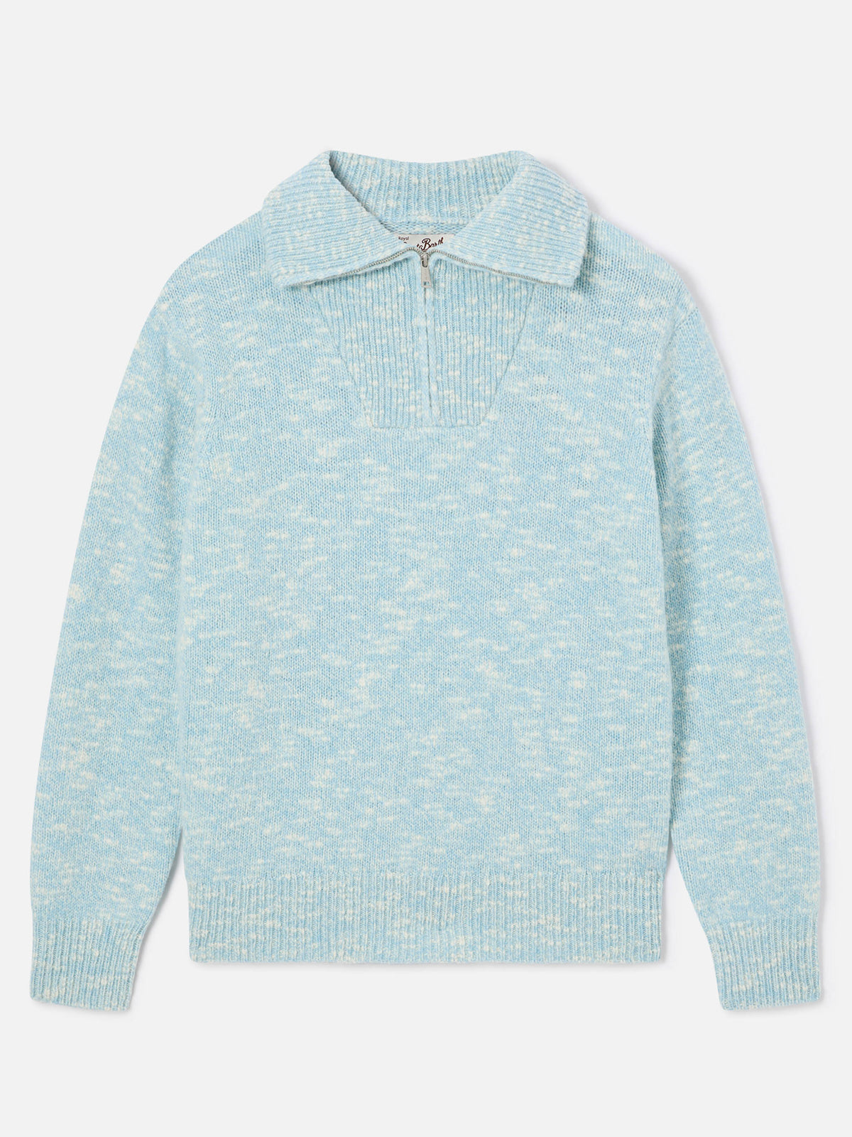Pull en laine Augustine blue léger à demi-zip avec logo brodé 