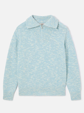 Pull en laine Augustine blue léger à demi-zip avec logo brodé 
